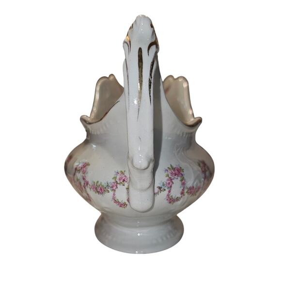 Antique Johnson Brothers Gravy Boat Gold Scallop Edge Pink Rose Swags JB313 - Picture 6 of 10